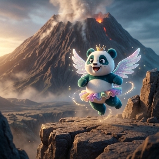 Illustration from "Panda Blaze's Big Dance": Panda Blaze bounced with sparkly wings.
