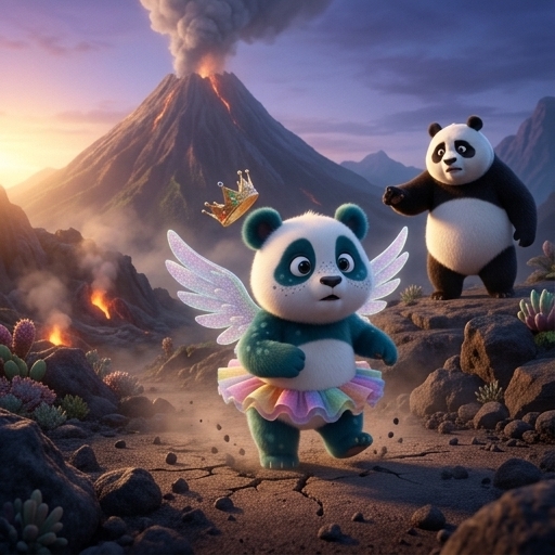 Illustration from "Panda Blaze's Big Dance": "Look how close I can get!" Panda Blaze pranced forward.