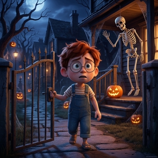 Illustration from "The Spooky House Isn't Spooky": Milo gulped.
